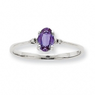 Picture of 10k White Gold Polished Geniune Diamond/Rhodolite Garnet Birthstone Ring