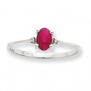Picture of 10k White Gold Polished Geniune Diamond & Ruby Birthstone Ring