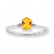 Picture of 10k White Gold Polished Geniune Diamond/Citrine Birthstone Ring