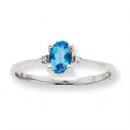 Picture of 10k White Gold Polished Geniune Diamond/Blue Topaz Birthstone Ring