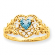 Picture of 10k Polished Geniune Aquamarine Birthstone Ring