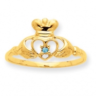 Picture of 10k Polished Geniune Aquamarine Birthstone Ring