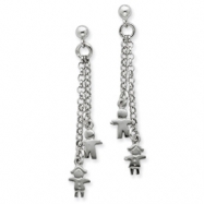 Picture of Sterling Silver & Rhodium Boy & Girl Dangle Earrings