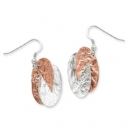 Picture of Sterling Silver & Rose Rhodium Oval Drop Earrings