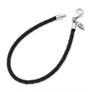 Picture of Sterling Silver Black Leather Bead Bracelet anklet