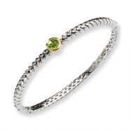 Picture of Sterling Silver w/14ky 6mm Peridot Hinged Bangle Bracelet