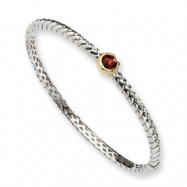 Picture of Sterling Silver w/14ky 6mm Garnet Hinged Bangle Bracelet
