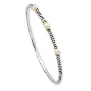 Picture of Sterling Silver w/14KY 4.5mm FW Cultured Button Pearl Bangle Bracelet