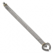 Picture of Sterling Silver w/14ky Rolo Link Diamond Heart 7.75in Bracelet