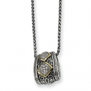 Picture of Sterling Silver w/14ky Diamond Pendant 18in Necklace