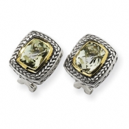 Picture of Sterling Silver w/14ky 10x8mm Green Amethyst Omega Back Earrings