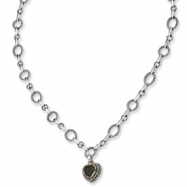 Picture of Sterling Silver w/14ky Black Diamond Heart Drop 17" Necklace