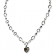 Picture of Sterling Silver w/14ky Black Diamond Heart Drop 17" Necklace