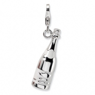 Picture of Sterling Silver 3-D Enameled Champagne Bottle w/Lobster Clasp Charm