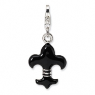 Picture of Sterling Silver Black Enameled Fleur de Lis w/Lobster Clasp Charm