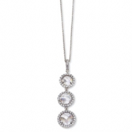 Picture of Sterling Silver Checker-cut CZ 3-stone 18in Necklace chain