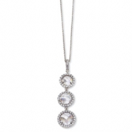 Picture of Sterling Silver Checker-cut CZ 3-stone 18in Necklace chain