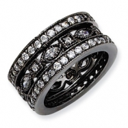 Picture of Black-plated Sterling Silver CZ Eternity Three Ring Set ring