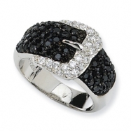Picture of Sterling Silver Polished Black/White CZ Belt Ring