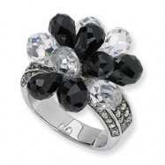 Picture of Sterling Silver Briolette-cut Black/White CZ Ring