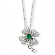 Picture of Sterling Silver Childs Sim.Emerald/CZ 4-leaf Clover 15in Necklace chain