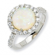 Picture of Sterling Silver Synthetic Opal & CZ Ring