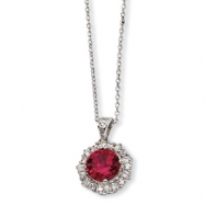 Picture of Sterling Silver Synthetic Ruby & CZ 18in Necklace chain