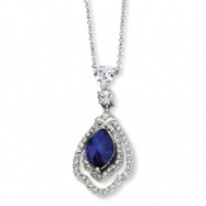 Picture of Sterling Silver Marquise Synthetic Sapphire & CZ 18in Necklace chain