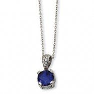 Picture of Sterling Silver Rose-cut Synthetic Sapphire & CZ 18in Necklace chain