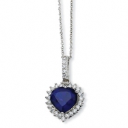 Picture of Sterling Silver Heart Synthetic Sapphire/CZ 18in Necklace chain