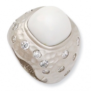 Picture of Sterling Silver Satin Simulated White Agate & CZ Ring
