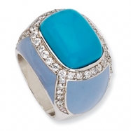 Picture of Sterling Silver Enameled Simulated Turquoise & CZ Ring