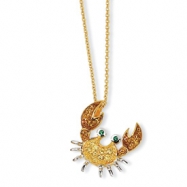 Picture of Gold-plated Sterling Silver CZ & Sim. Emerald Crab 18in Necklace chain