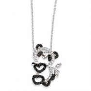 Picture of Sterling Silver CZ Heart Teddy Bear 18in Necklace chain
