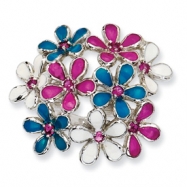 Picture of Sterling Silver Enameled CZ Flowers Ring