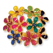 Picture of Gold-plated Sterling Silver Enameled CZ Flowers Ring