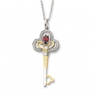 Picture of Sterling Silver & Gold-plated Jan. CZ Birthstone Key 18in Necklace