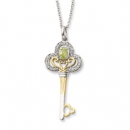 Picture of Sterling Silver & Gold-plated Aug. CZ Birthstone Key 18in Necklace