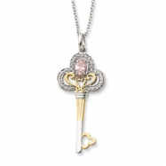 Picture of Sterling Silver & Gold-plated Oct. CZ Birthstone Key 18in Necklace
