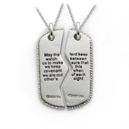 Picture of Sterling Silver Antiqued Military Dog Tag For Two 18in Necklaces