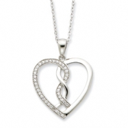 Picture of Sterling Silver CZ Hearts Joined Together 18in Necklace