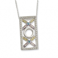 Picture of Sterling Silver CZ Love and Kisses 18in Necklace