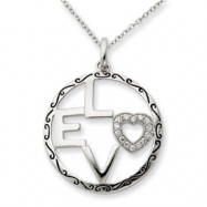 Picture of Sterling Silver Antiqued CZ Love 18in Necklace