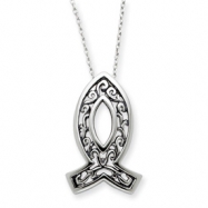 Picture of Sterling Silver Antiqued Faith 18in Necklace