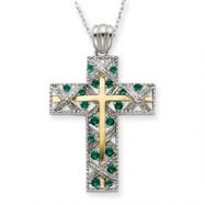 Picture of Sterling Silver & Gold-plated CZ Planted In Faith Cross 18in Necklace