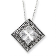 Picture of Sterling Silver Antiqued CZ Cornerstones Of Integrity 18in Necklace