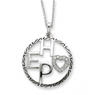 Picture of Sterling Silver Antiqued CZ Hope 18in Necklace