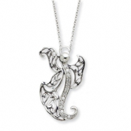 Picture of Sterling Silver Antiqued CZ Angel of Optimism 18in Necklace