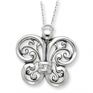 Picture of Sterling Silver Antiqued CZ Angel of Courage 18in Necklace