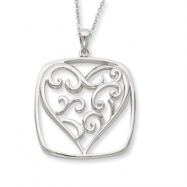 Picture of Sterling Silver Antiqued You Are A Friend Of My Heart 18in Necklace